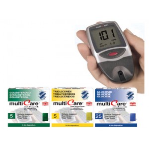 APPARECCHIO TEST GLUCOSIO,COLESTEROLO,TRIGLICERIDI KIT MULTICARE